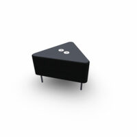 Module liaison d'angle 60° avec plateau percé métallique pour électrification Zélie L.67 x P. 59,5 x H. 43 cm tissu Fenice Anthracité chiné sur 3 pieds fixes D.20 mm métal lisse gris anthracite