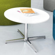 Table basse Star ronde ø 75 cm - plateau décor blanc neige piétement aluminium poli