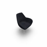 Chauffeuse Bip tissu Valencia noir 4 pieds fixes métal chromé