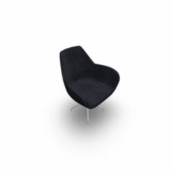 Chauffeuse Bip tissu Valencia noir 4 pieds fixes métal chromé