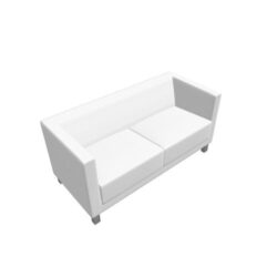 Canapé Galway 3 places L. 174 cm similicuir inca noir 4 pieds carrés gris aluminium