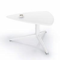 able basse Pure L. 59 x P. 76 x H. 43 cm - plateau mélamine blanc neige ép. 19 mm sur piètement métallique blanc 3 branches