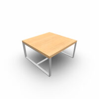 Table basse Sushi carrée H. 32 cm x L. 60 cm x P. 60 cm mélamine érable blanc piétement métal gris aluminium