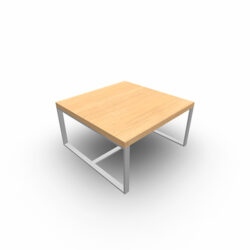 Table basse Sushi carrée H. 32 cm x L. 60 cm x P. 60 cm mélamine érable blanc piétement métal gris aluminium