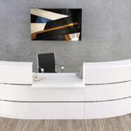 Comptoir arrondi BARI avec élément bas, blanc