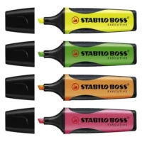 STABILO BOSS EXECUTIVE surligneur pointe biseautée - Pochette de 4 surligneurs fluo - Coloris assortis