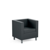 Fauteuil Galway 1 place L. 71 cm similicuir inca noir 4 pieds carrés gris aluminium