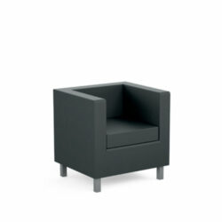 Fauteuil Galway 1 place L. 71 cm similicuir inca noir 4 pieds carrés gris aluminium