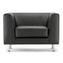 Fauteuil accueil cuir noir 1 place.