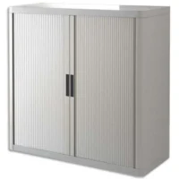 PAPERFLOW EasyOffice armoire démontable corps en PS teinté et rideau Gris - Dim L110x H104x P41,5 cm
