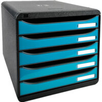 EXACOMPTA Module de classement BIG-BOX PLUS, 5 tiroirs, noir / turquoise brillant