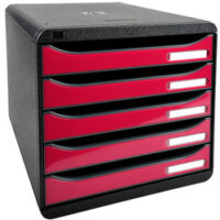 EXACOMPTA Module de classement BIG-BOX PLUS, 5 tiroirs, noir / framboise brillant