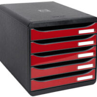 EXACOMPTA Module de classement BIG-BOX PLUS, 5 tiroirs, noir / rouge carmin brillant