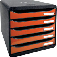 EXACOMPTA Module de classement BIG-BOX PLUS, 5 tiroirs, tangerine glossy