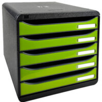 EXACOMPTA Module de classement BIG-BOX PLUS, 5 tiroirs, noir / vert citron brillant