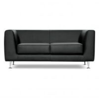 Canapé accueil 2 places cuir noir.