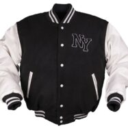 VESTE NY BASEBALL AVEC PATCH NOIR/BLANC