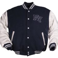 VESTE NY BASEBALL AVEC PATCH BLEU MARINE/BLANC