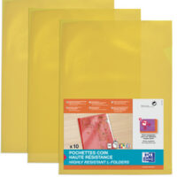 Oxford Pochettes-coin haute résistance, A4, PVC, jaune
