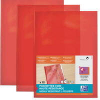 Oxford Pochettes-coin haute résistance, A4, PVC, rouge