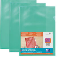 Oxford Pochettes-coin haute résistance, A4, PVC, vert