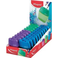 MAPED Taille-crayons Shaker 2 trous - coloris Vert, Bleu, Rose