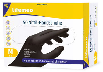 Lifemed Gant en nitrile, noir, sans poudre, taille S – Image 2