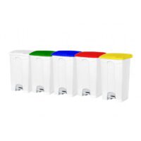 Poubelle PP blanche à pédale 50L couvercle couleurs