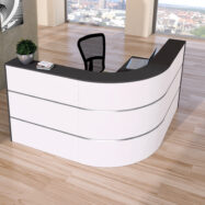 kerkmann Comptoir en L Cento 6, blanc anthracite (L)2.600 x (P)1.800 x (L)1.100 mm, construction en bois et acier, panneau de bois revêtu avec bords en ABS,