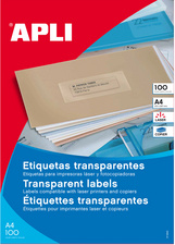 APLI Etiquettes adresse transparentes, 210 x 297 mm