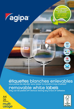 agipa Etiquette universelle, 18 x 12 mm, enlevable, blanc