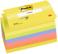 Post-it Bloc-note adhésif z-notes, 127 x 76 mm, 6 couleurs