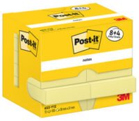 Post-it Bloc-note adhésif, 51 x 38 mm, jaune, promotion 8+4