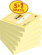 Post-it Bloc-note adhésif, 76 x 76 mm, jaune, 5+1 gratuit