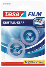 tesa Film Ruban adhésif transparent, 2 rouleaux, 19 mm x10 m