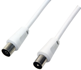 LogiLink Câble d'antenne, mâle - femelle, blanc, 2,5 m