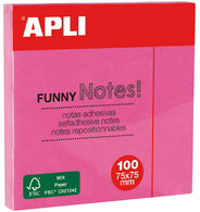 APLI Notes adhésives "FUNNY Notes!", 75 x 75 mm, rose fluo