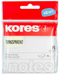 Kores Notes adhésives "TRANSPARENT", 75 x 75 mm, uni