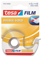 tesa Film Ruban adhésif double face,12 mm x 7,5 m + dévidoir