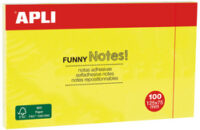APLI Notes adhésives "FUNNY Notes!", 125 x 75 mm, jaune fluo