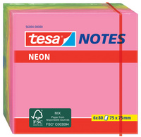 tesa Bloc de notes adhésives, couleurs néon, 75 x 75 mm