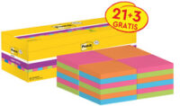 Post-it Bloc-note adhésif super sticky notes, 76x76 mm, 21+3