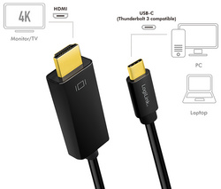 LogiLink Câble de connexion USB-C - HDMI, 1,8 m, noir – Image 3