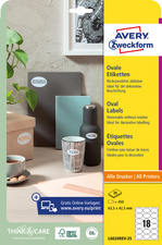 AVERY Zweckform Stick+Lift Etiquette, 63,5 x 42,3 mm, ovale