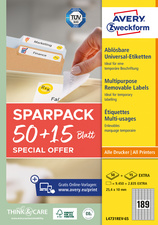 AVERY Zweckform Étiquette universelle, 96 x 50,8 mm, 50+15