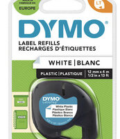 DYMO Ruban d'étiquette LetraTag, papier, 12 mm x 4 m blanches,