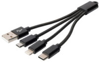 DIGITUS Câble de charge 3-en-1, USB A-Lightning + Micro USB