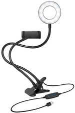 LogiLink Ring light avec support de smartphone à pince, 85mm