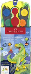 FABER-CASTELL Boîte de peinture CONNECTOR Dino, 12 couleurs