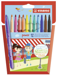 STABILO Feutre power, rond, étui en carton de 12